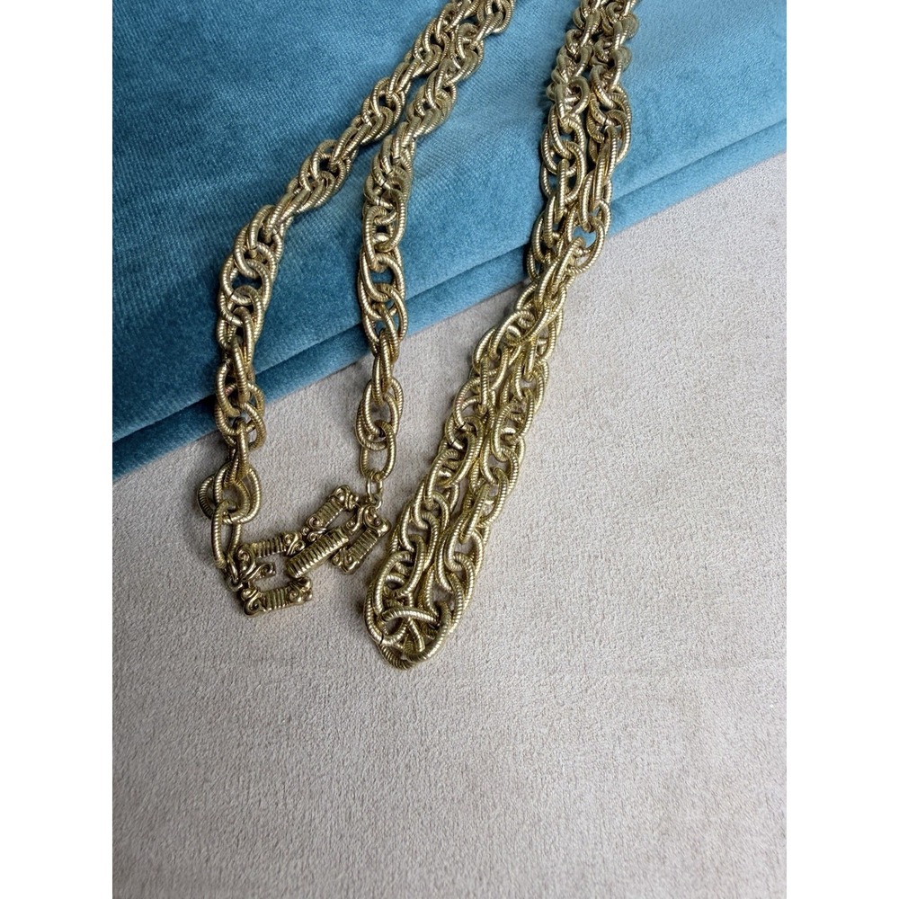 Vintage Givenchy Paris New York Goldtone Statement Runway Necklace 42"